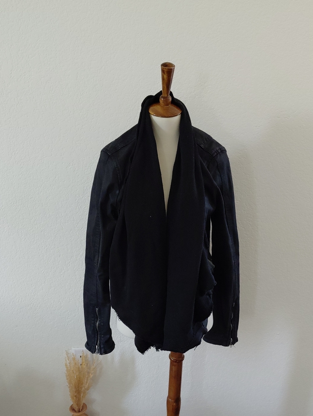 Free People Terry Cotton Denim Moto Jacket